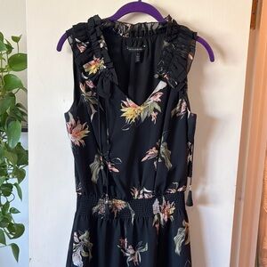 Chic Black Floral Midi Dress